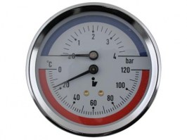 Termomanometer 0-4bar, 0-120°C, zadný vývod - 1/2´´
